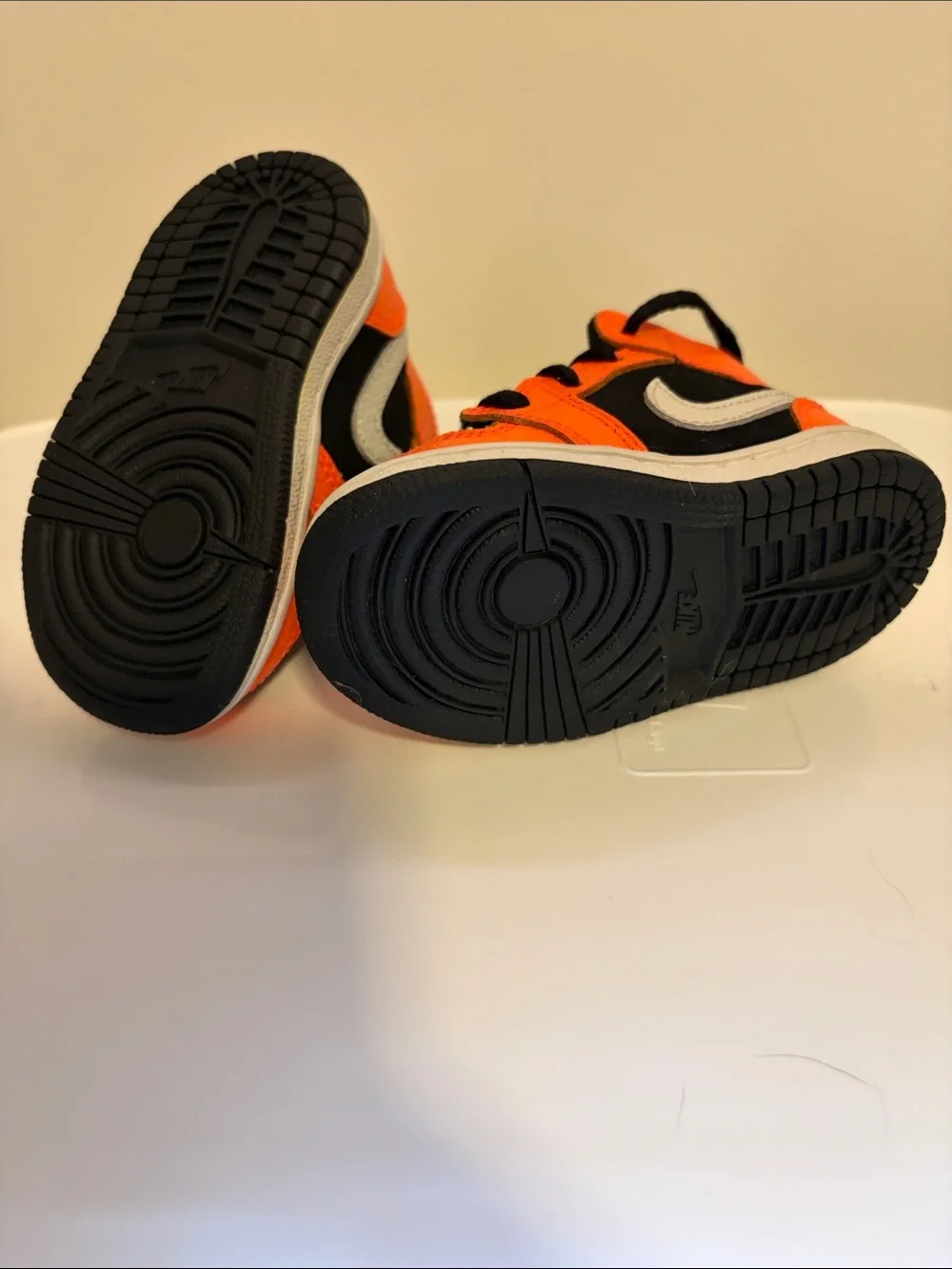 Jordan Toddler Orange and Black High-Top Sneakers with White Swoosh